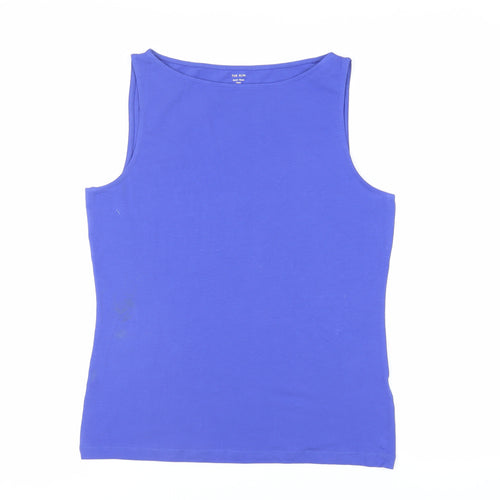 Marks and Spencer Womens Blue Cotton Basic Tank Size 14 Boat Neck
