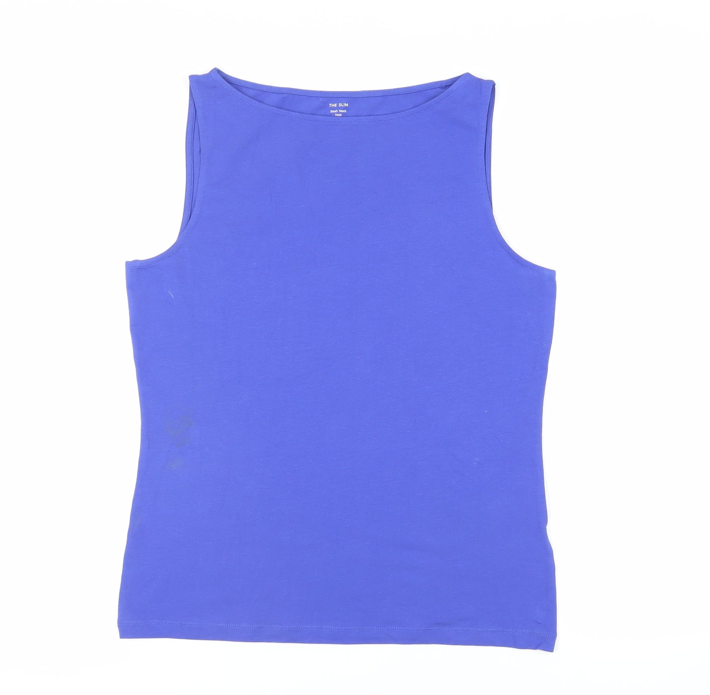Marks and Spencer Womens Blue Cotton Basic Tank Size 14 Boat Neck