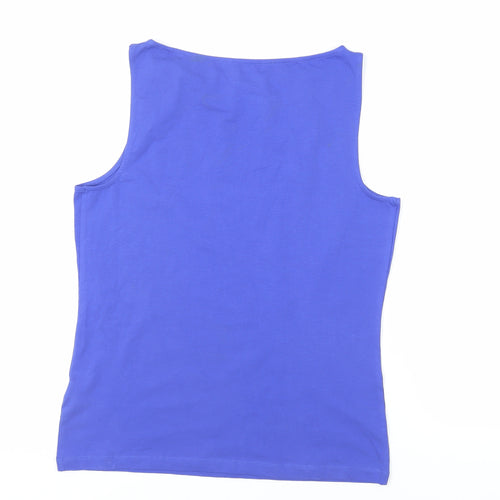 Marks and Spencer Womens Blue Cotton Basic Tank Size 14 Boat Neck