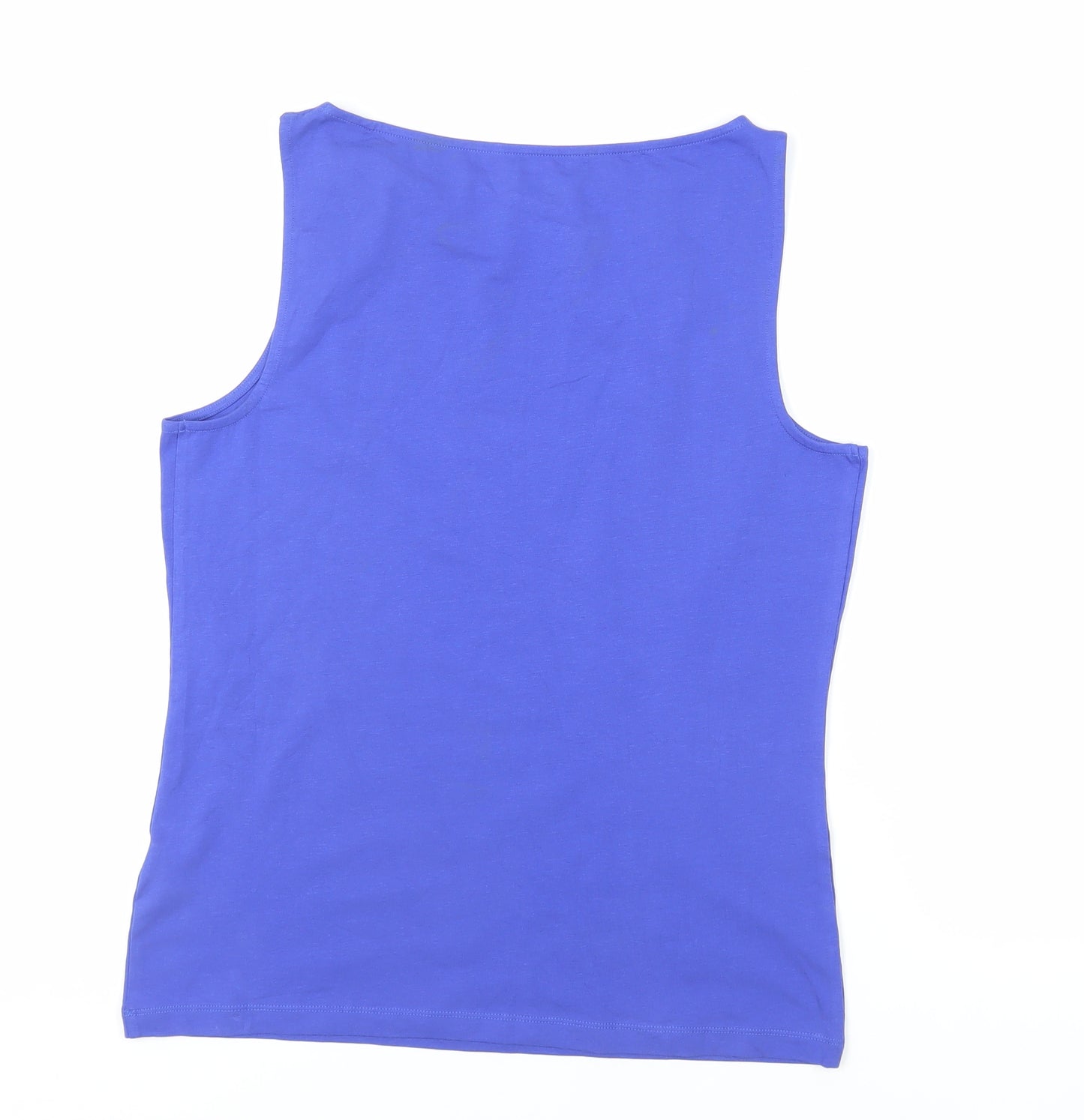 Marks and Spencer Womens Blue Cotton Basic Tank Size 14 Boat Neck