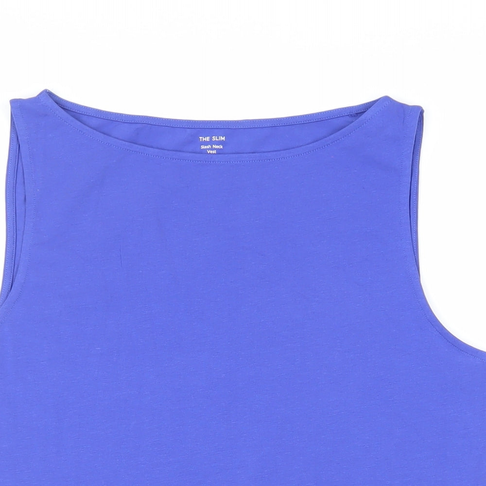 Marks and Spencer Womens Blue Cotton Basic Tank Size 14 Boat Neck