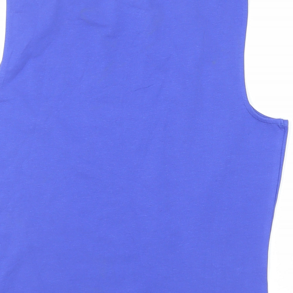 Marks and Spencer Womens Blue Cotton Basic Tank Size 14 Boat Neck