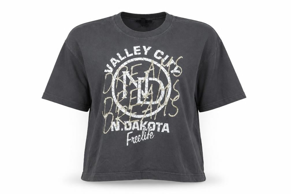 Front view of Topshop women’s grey cotton basic t-shirt, size XS, crew neck