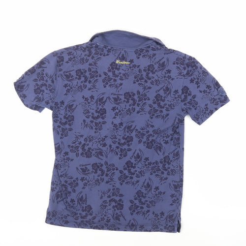 O' Haslams Womens Blue Floral Cotton Basic Polo Size 12 Collared