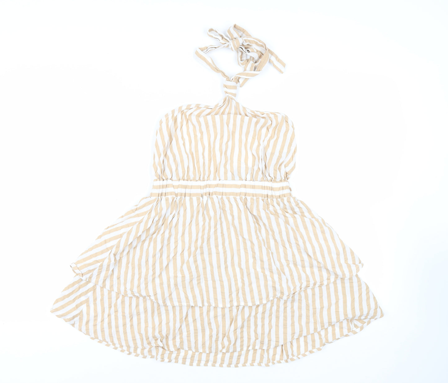 ASOS Womens Beige Striped Cotton Basic Blouse Size 10 Halter - Backless