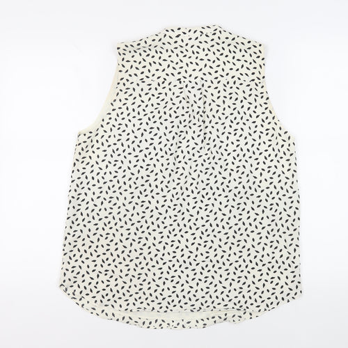 H&M Womens Ivory Geometric Polyester Basic Blouse Size 12 V-Neck