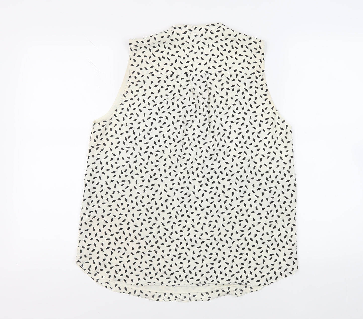 H&M Womens Ivory Geometric Polyester Basic Blouse Size 12 V-Neck