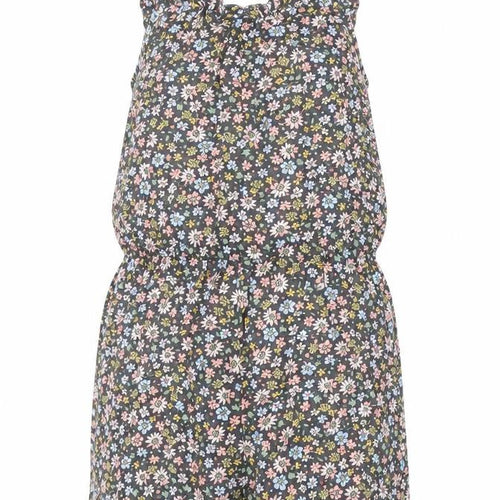H&M Girls Grey Floral Viscose Playsuit One-Piece Size 7-8 Years Pullover - Elasticated Waist