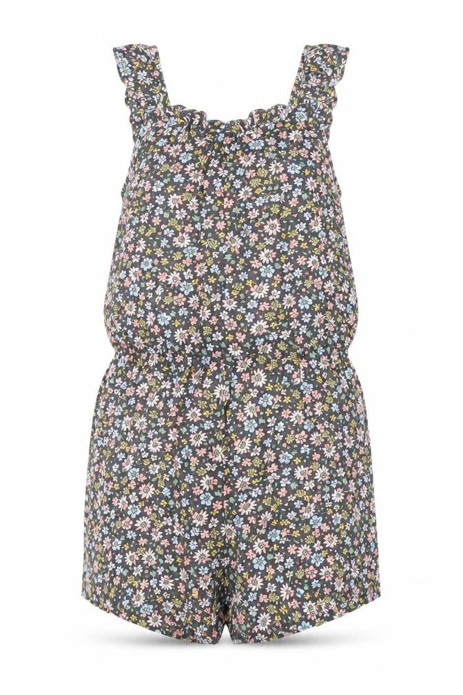 H&M Girls Grey Floral Viscose Playsuit One-Piece Size 7-8 Years Pullover - Elasticated Waist