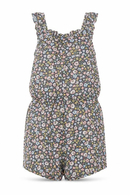 H&M Girls Grey Floral Viscose Playsuit One-Piece Size 7-8 Years Pullover - Elasticated Waist