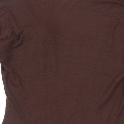 L.K. Bennett Womens Brown Cotton Basic T-Shirt Size S Boat Neck