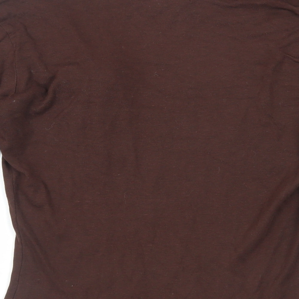 L.K. Bennett Womens Brown Cotton Basic T-Shirt Size S Boat Neck