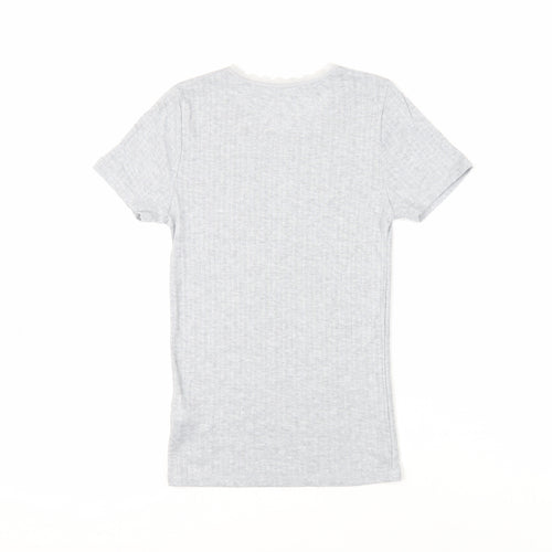 Marks and Spencer Womens Grey Polyester Basic T-Shirt Size 10 Crew Neck - Thermal