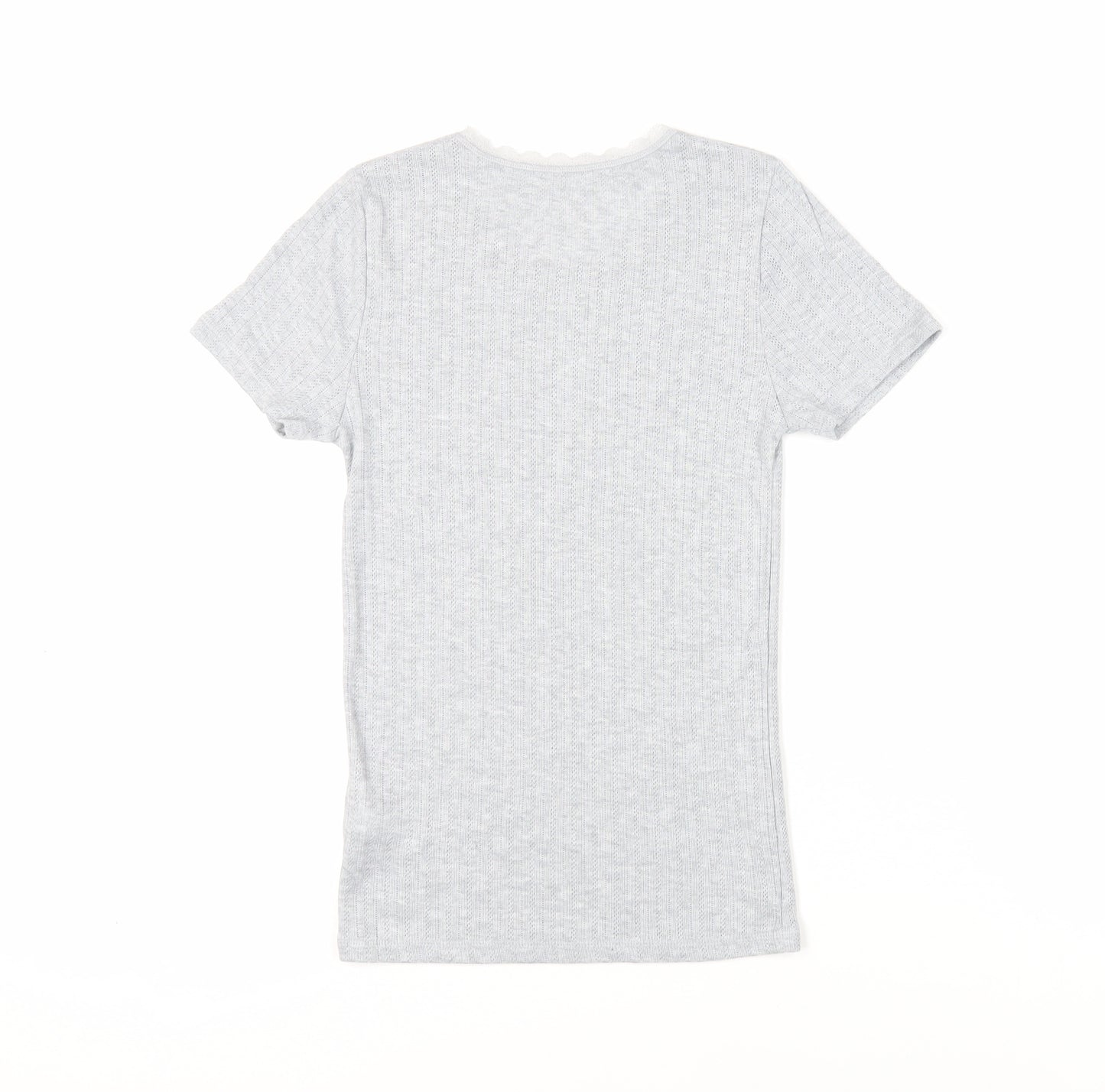 Marks and Spencer Womens Grey Polyester Basic T-Shirt Size 10 Crew Neck - Thermal