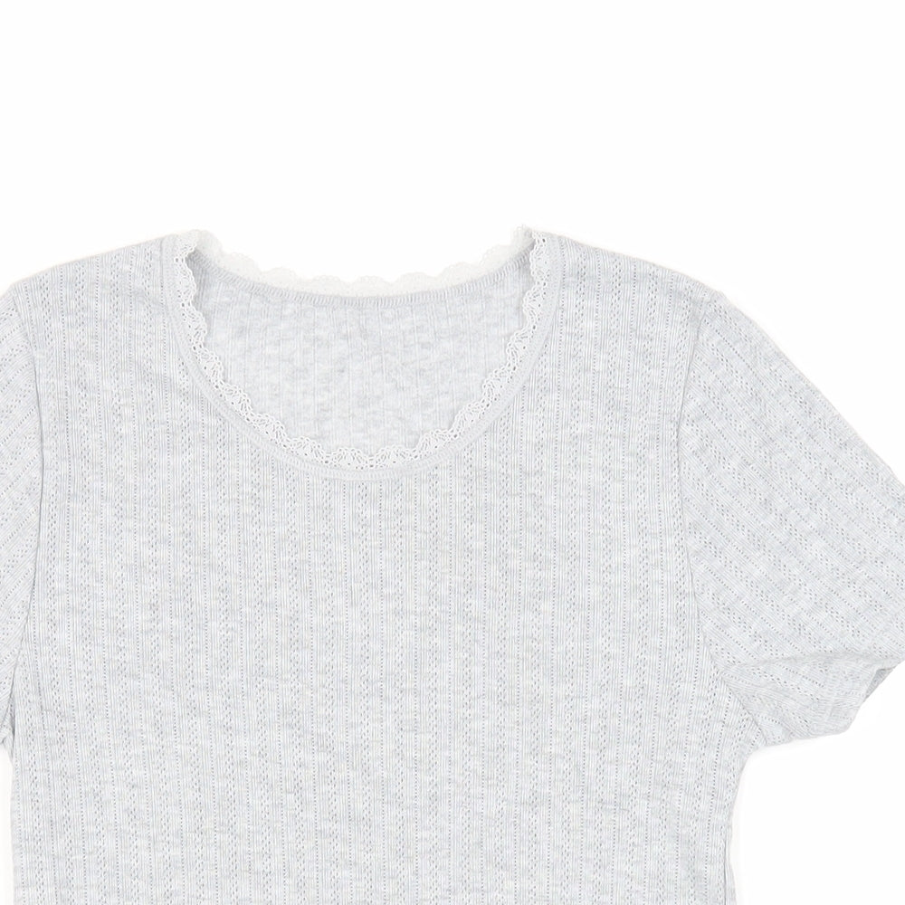 Marks and Spencer Womens Grey Polyester Basic T-Shirt Size 10 Crew Neck - Thermal