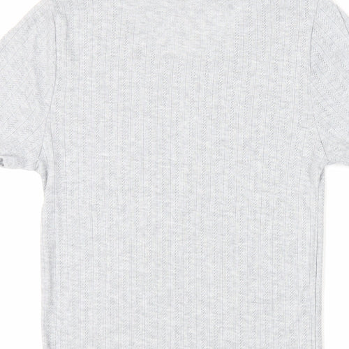Marks and Spencer Womens Grey Polyester Basic T-Shirt Size 10 Crew Neck - Thermal