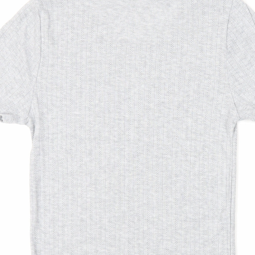 Marks and Spencer Womens Grey Polyester Basic T-Shirt Size 10 Crew Neck - Thermal
