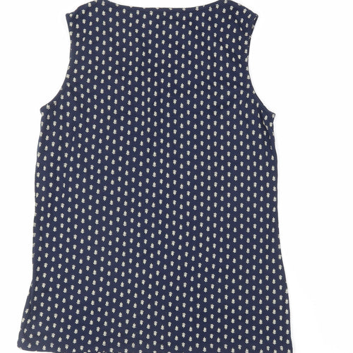 Love Tees Womens Blue Geometric Cotton Basic Tank Size 16 Boat Neck