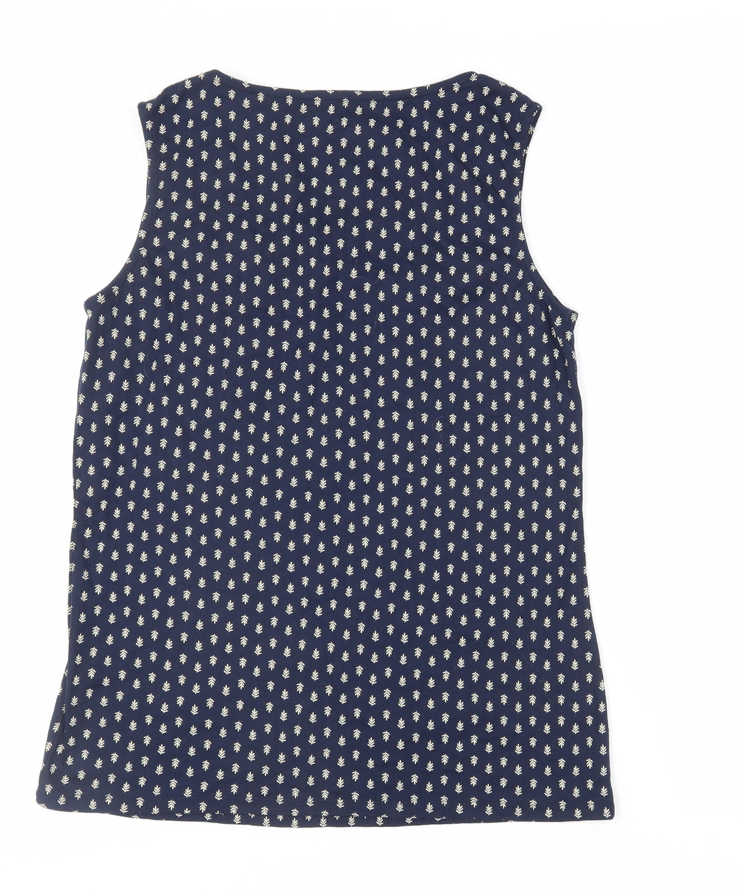 Love Tees Womens Blue Geometric Cotton Basic Tank Size 16 Boat Neck
