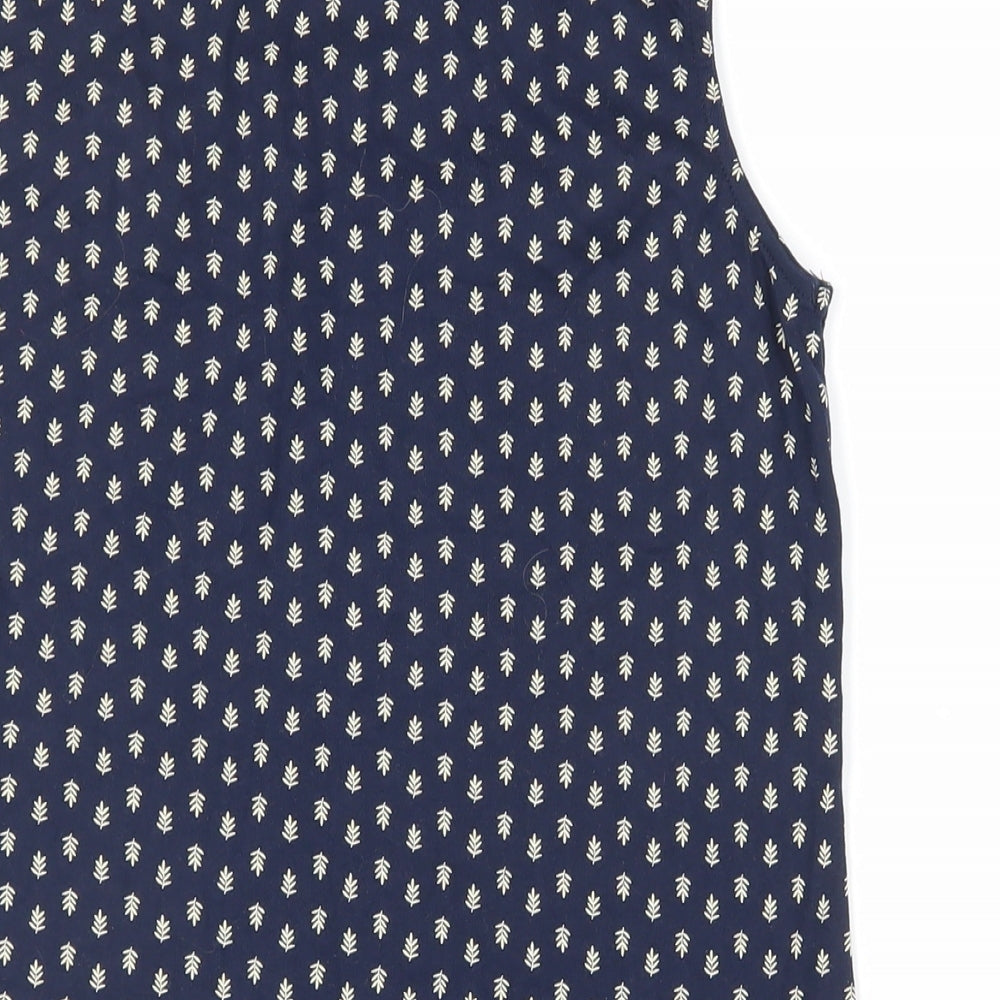 Love Tees Womens Blue Geometric Cotton Basic Tank Size 16 Boat Neck