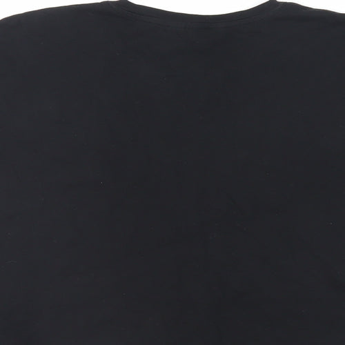 New Look Womens Black Cotton Basic T-Shirt Size 8 Crew Neck - Heart