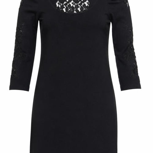 H&M Womens Black Cotton Mini Size M Boat Neck Pullover - Lace Detail