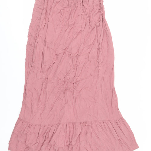 Patrons of Peace Womens Pink Viscose Slip Dress Size S V-Neck Button