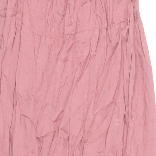 Patrons of Peace Womens Pink Viscose Slip Dress Size S V-Neck Button