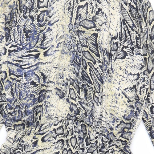 Zara Womens Grey Animal Print Polyester Shirt Dress Size S Collared Button - Snakeskin Print
