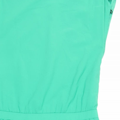 H&M Womens Green Polyester Shift Size 6 Boat Neck Button