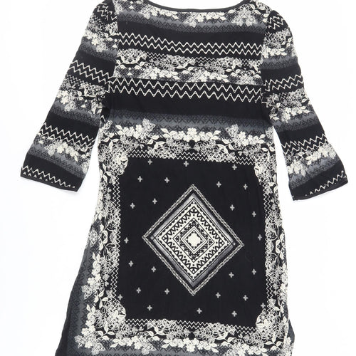 NEXT Womens Black Paisley Viscose Shift Size 12 Square Neck Pullover