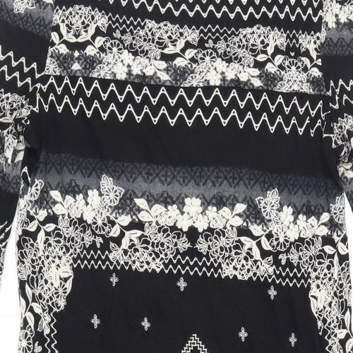NEXT Womens Black Paisley Viscose Shift Size 12 Square Neck Pullover