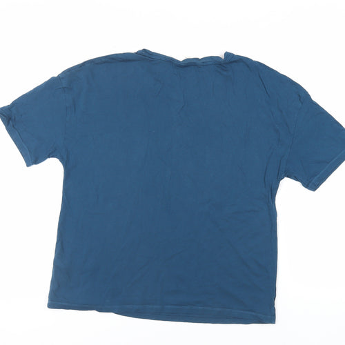 Marks and Spencer Womens Green Cotton Basic T-Shirt Size 14 Crew Neck