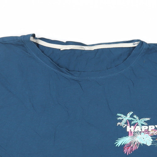 Marks and Spencer Womens Green Cotton Basic T-Shirt Size 14 Crew Neck