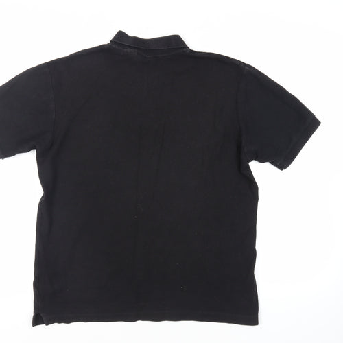 FILA Mens Black Cotton Polo Size L Collared Button - Logo