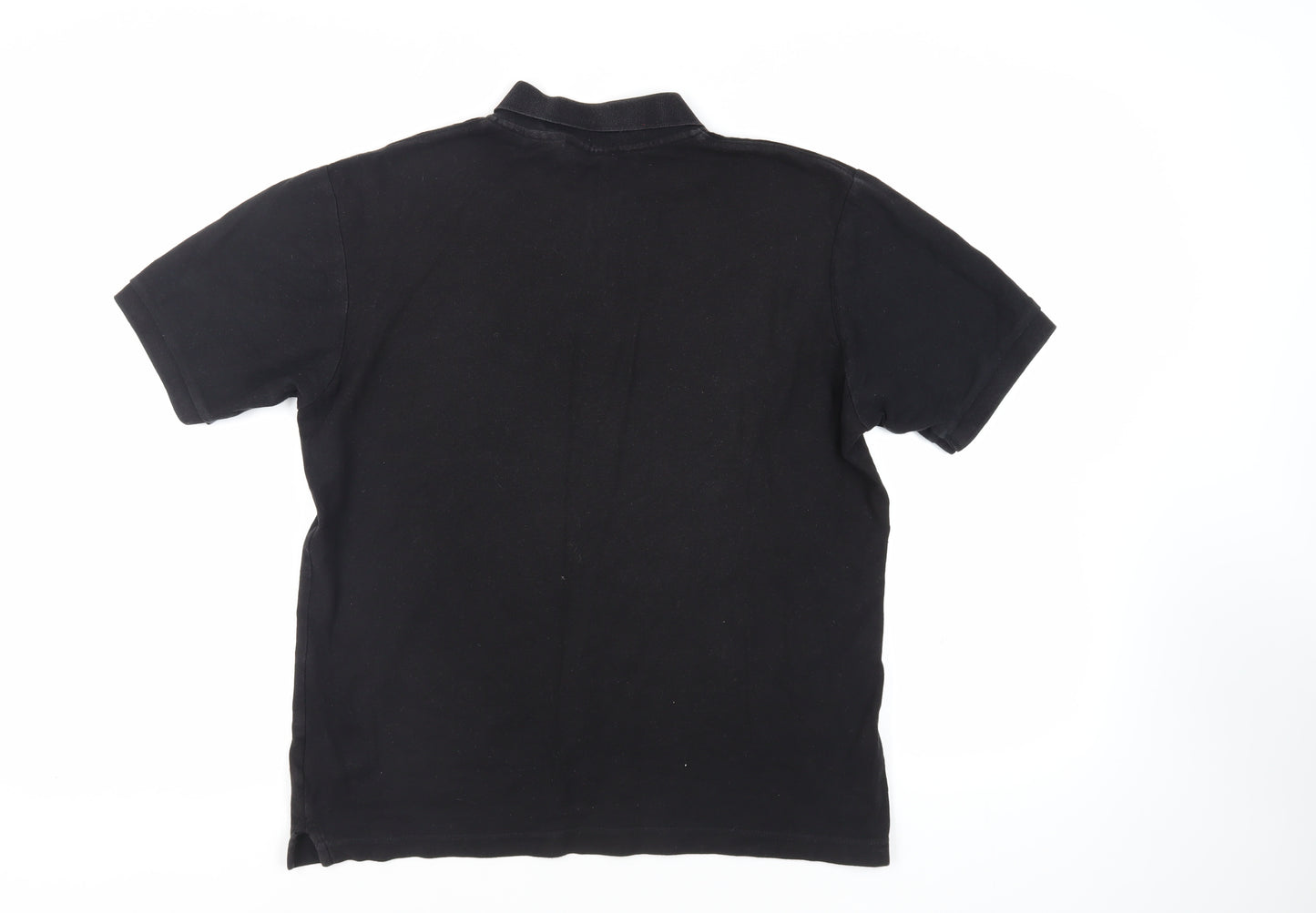 FILA Mens Black Cotton Polo Size L Collared Button - Logo