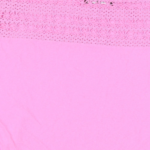 Yours Womens Pink Cotton Basic T-Shirt Size 22 Crew Neck - Crochet Detail