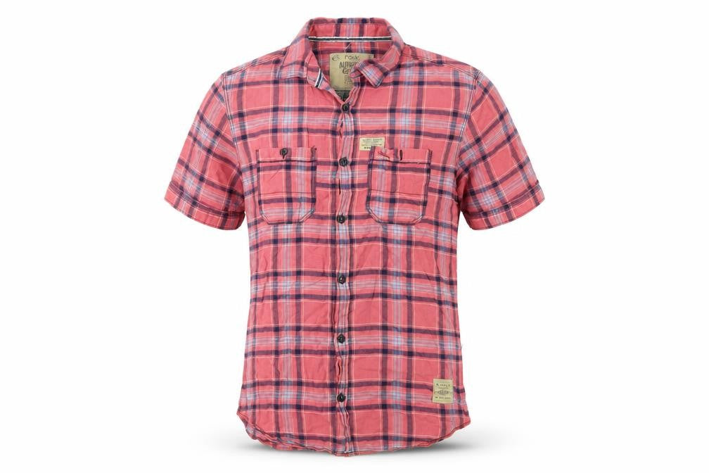 Next Mens Pink Plaid Cotton Button-Up Size S Collared Button