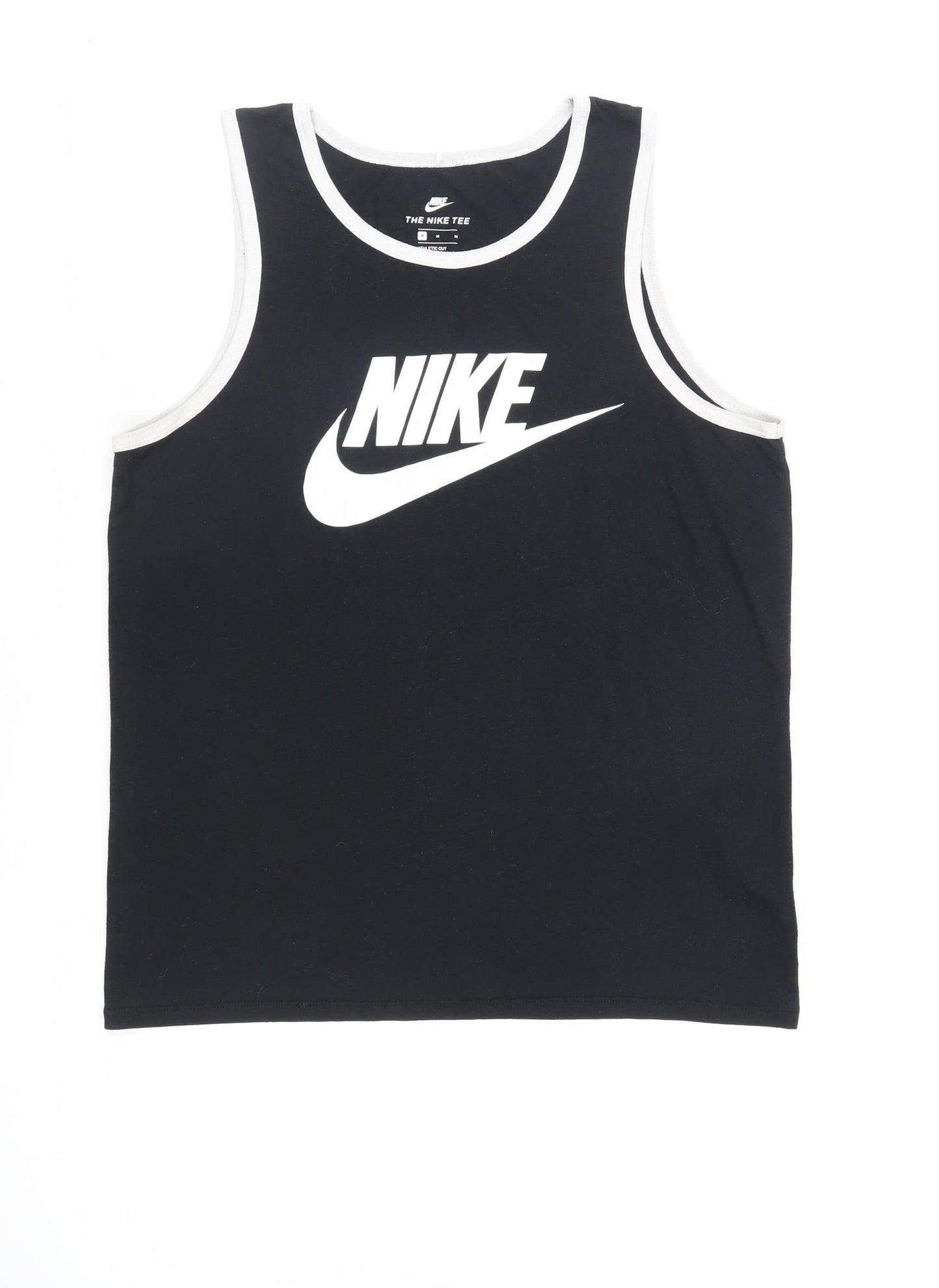 Nike Mens Black Polyester T-Shirt Size M Round Neck - Logo