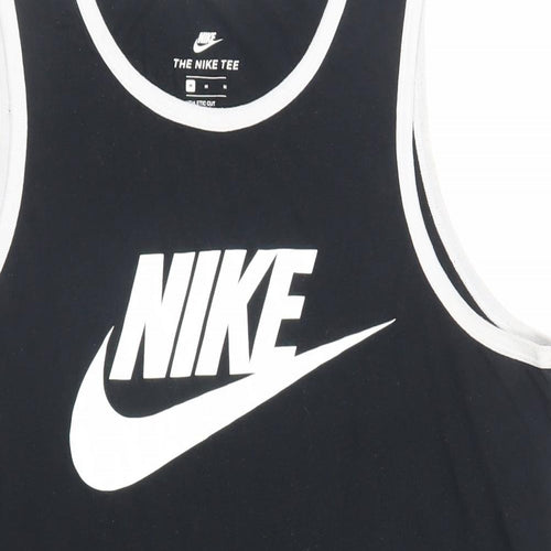 Nike Mens Black Polyester T-Shirt Size M Round Neck - Logo