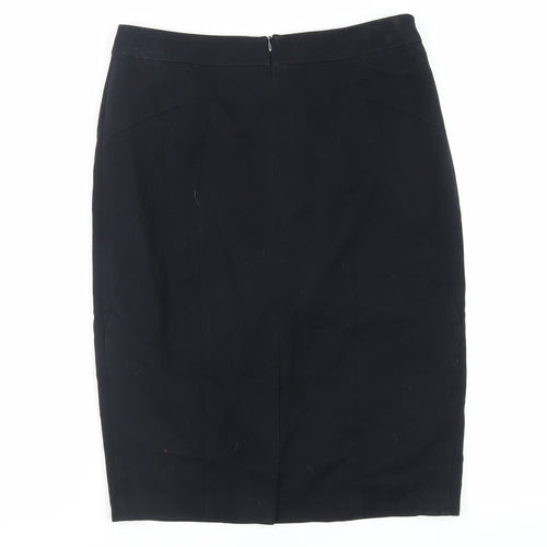 Marks and Spencer Womens Black Polyester Straight & Pencil Skirt Size 10 Zip