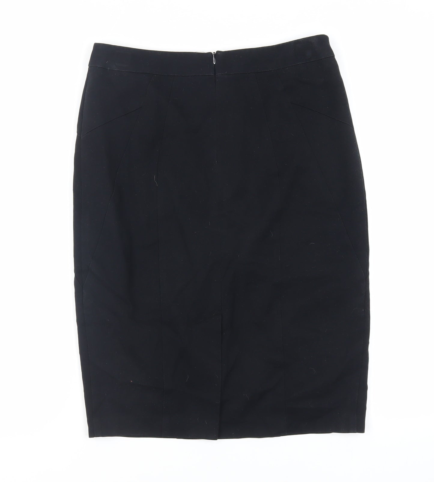 Marks and Spencer Womens Black Polyester Straight & Pencil Skirt Size 10 Zip
