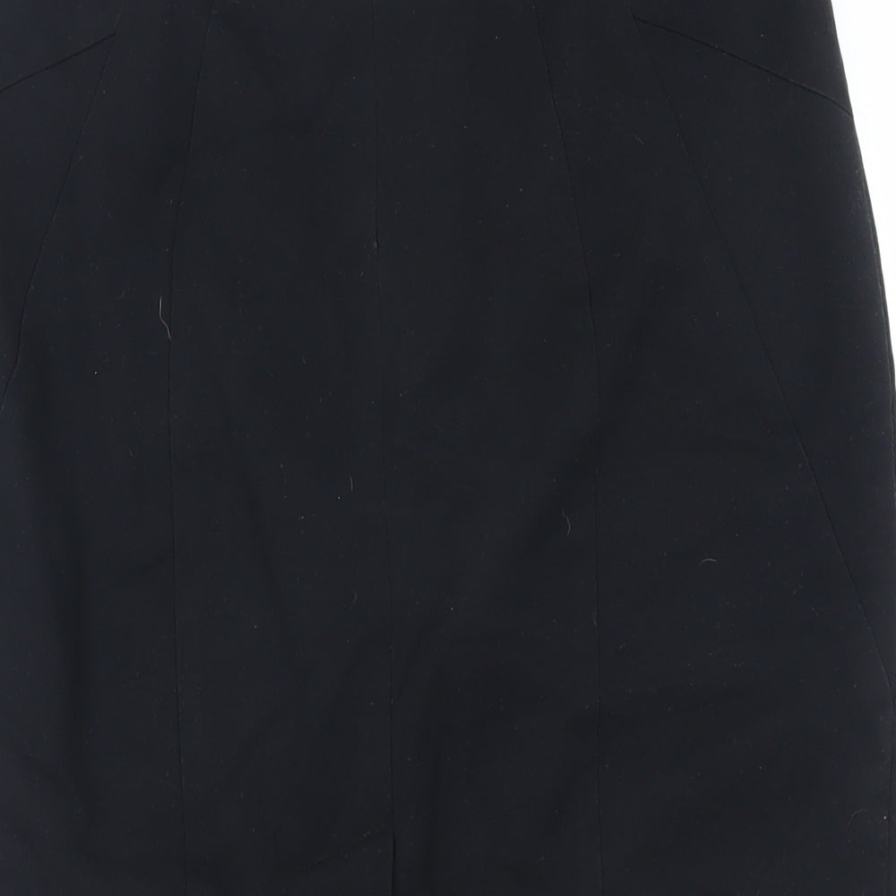 Marks and Spencer Womens Black Polyester Straight & Pencil Skirt Size 10 Zip