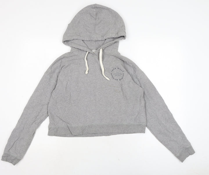 Jack Wills Womens Grey Cotton Pullover Hoodie Size 12