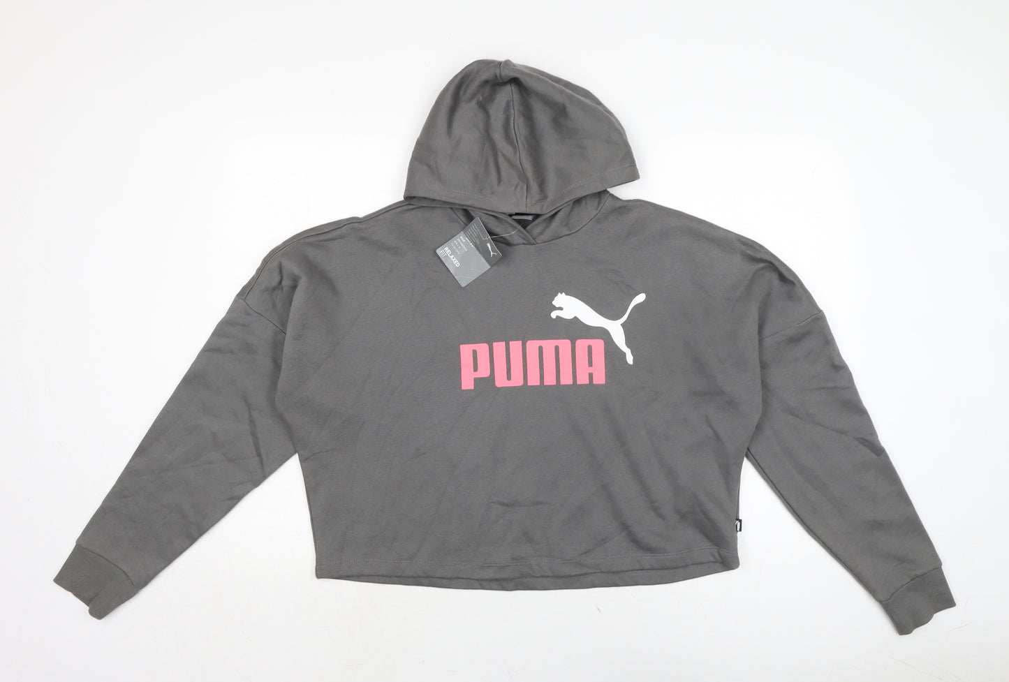 PUMA Womens Grey Cotton Pullover Hoodie Size 16