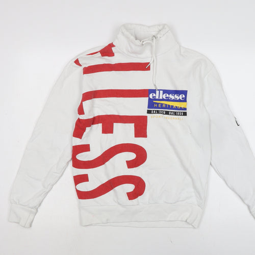 ellesse Womens White Cotton Pullover Sweatshirt Size 6