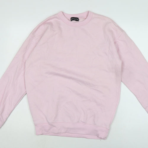 PRETTYLITTLETHING Womens Pink Cotton Pullover Sweatshirt Size S
