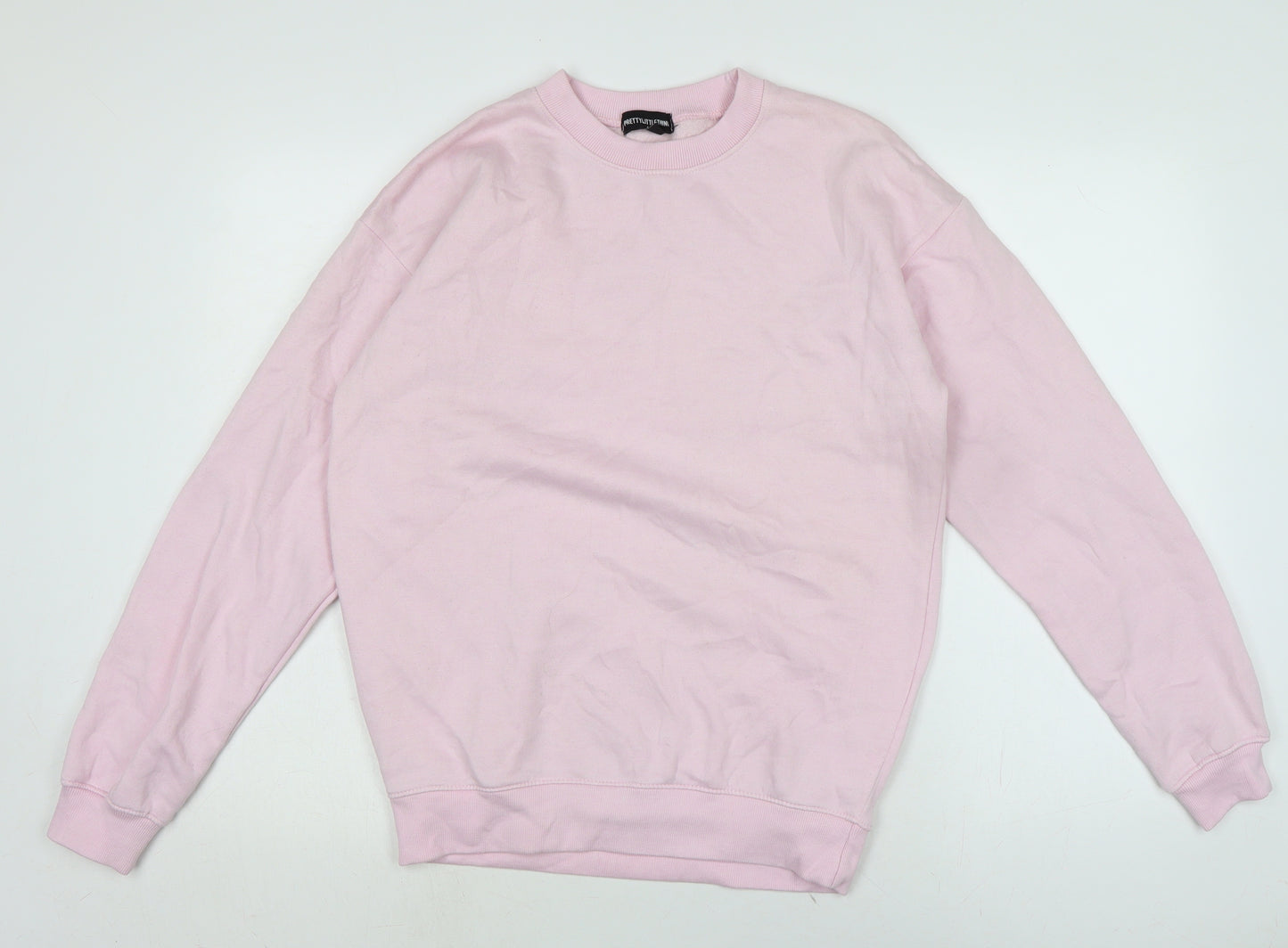 PRETTYLITTLETHING Womens Pink Cotton Pullover Sweatshirt Size S