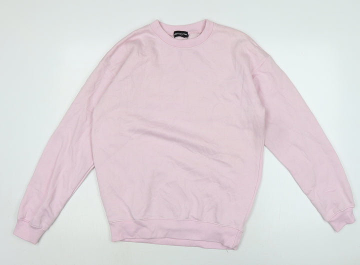 PRETTYLITTLETHING Womens Pink Cotton Pullover Sweatshirt Size S