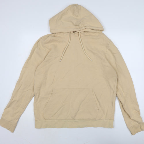 Topman Mens Beige Cotton Pullover Hoodie Size L